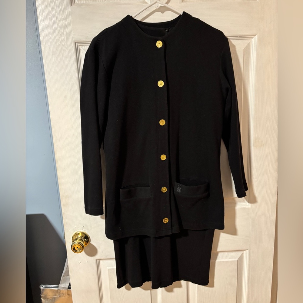 Vintage Bill Blass Black Sweater Dress and Sweater Jacket S/XS